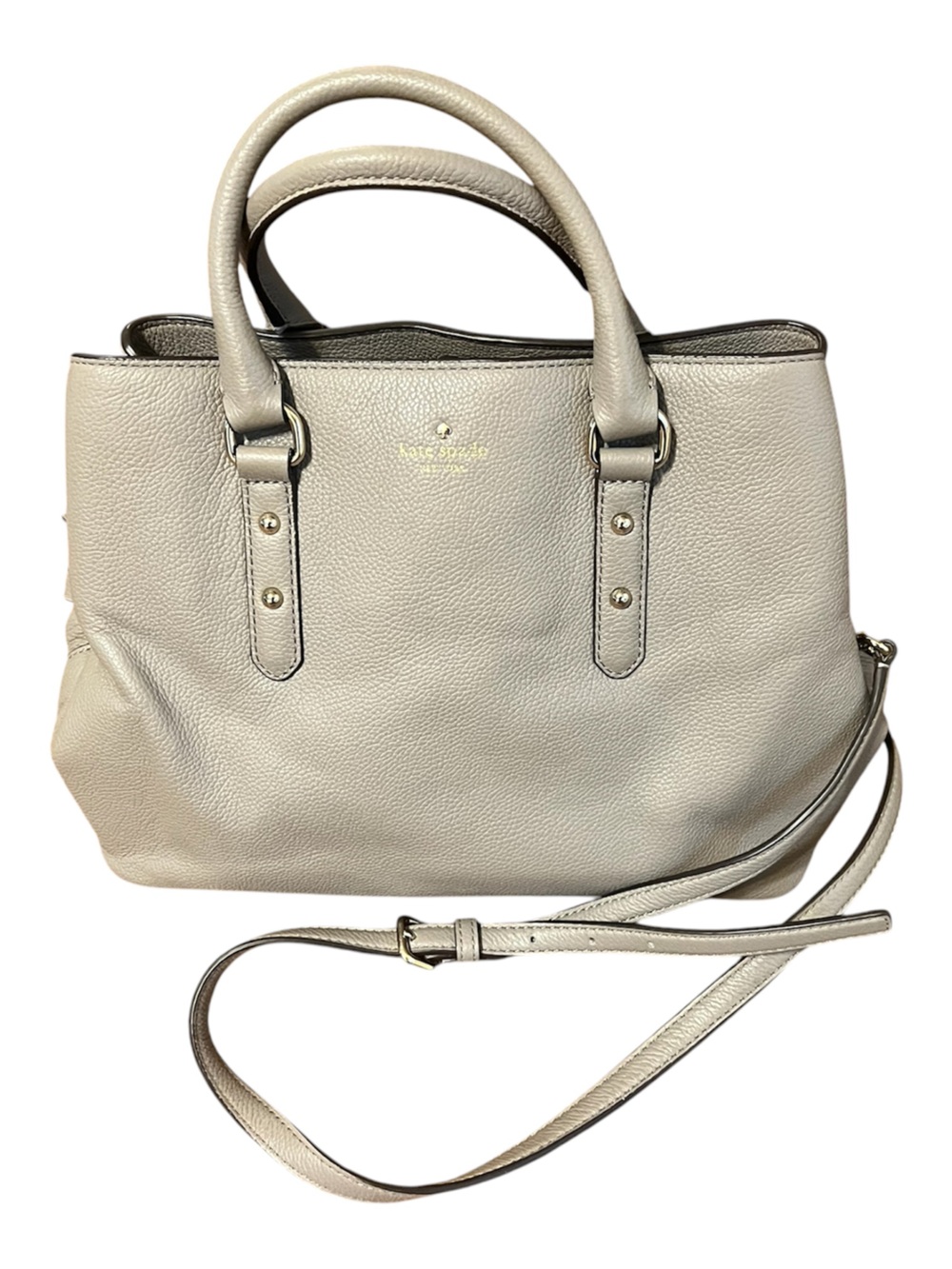 Kate Spade Pebbled Leather Satchel in Light Beige Gray